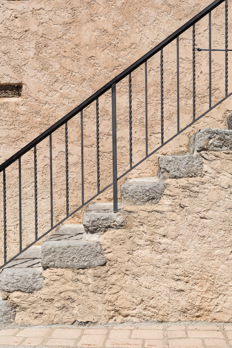 Iron black handrail on a house